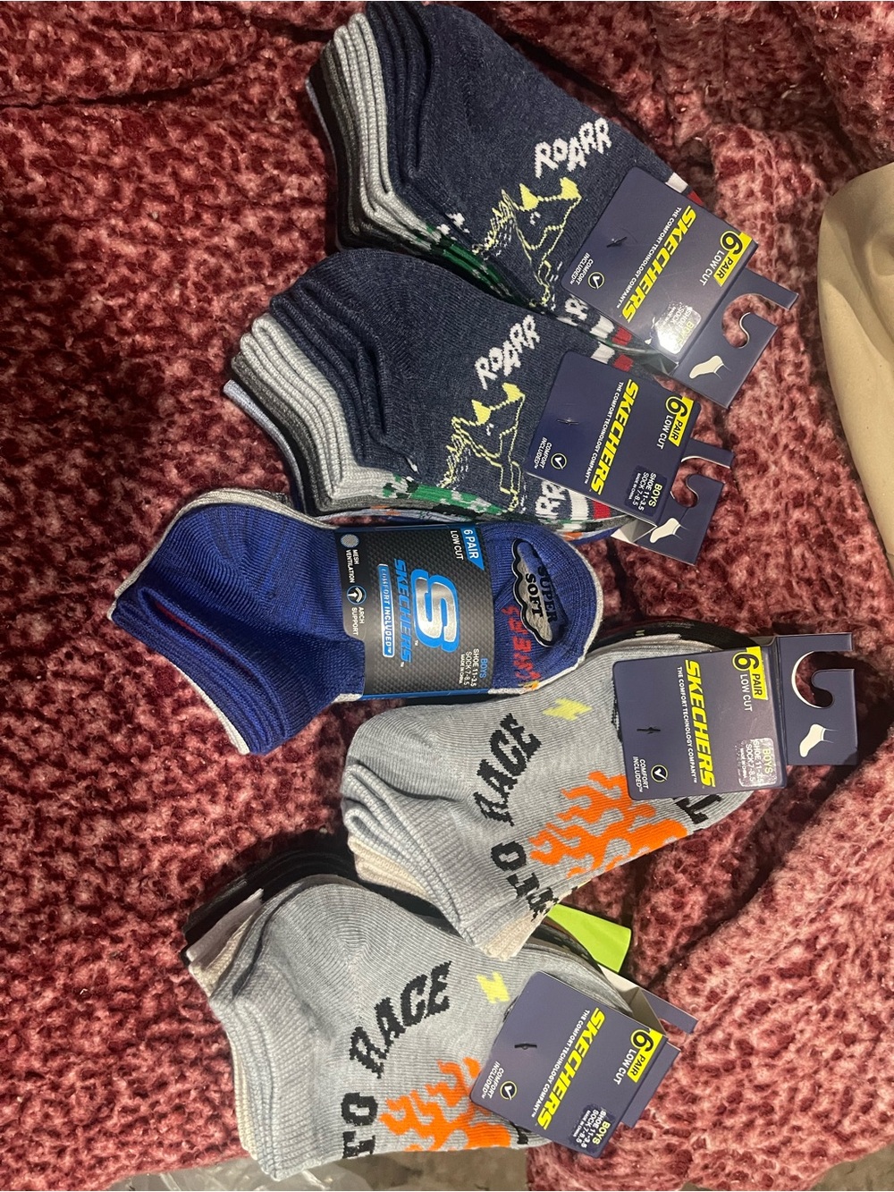 Skechers Boys Low-Cut Athletic Socks — Navy, Gray & Royal Blue Assortment 6-pack